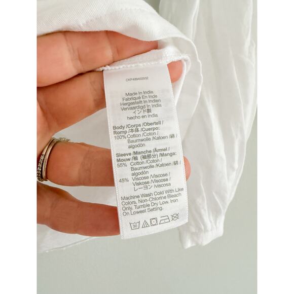 Madewell | NWT | Puff-Sleeve Drop-Shoulder Knit Top in White | Sz XS - Picture 6 of 9